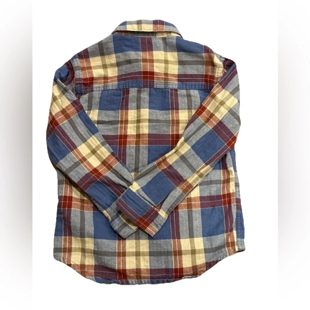 Levis Boys Plaid Flannel Shirt Button Front Long Sleeve Size 5 6 Years